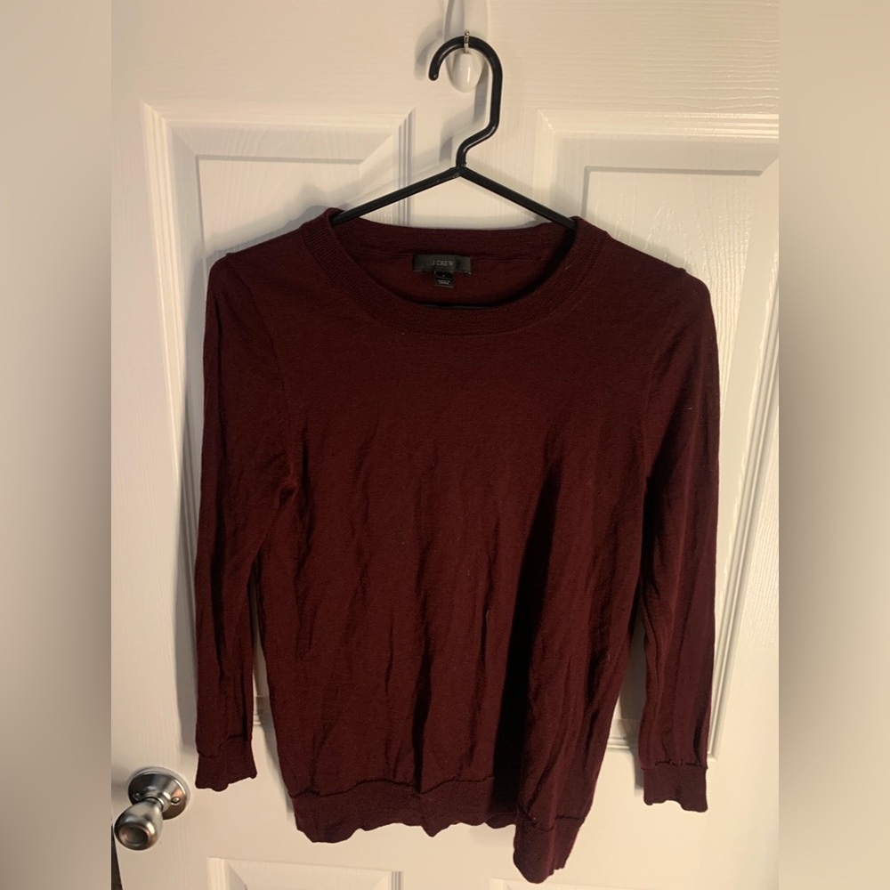 J. Crew Women's Crewneck Sweater in Deep Burgundy